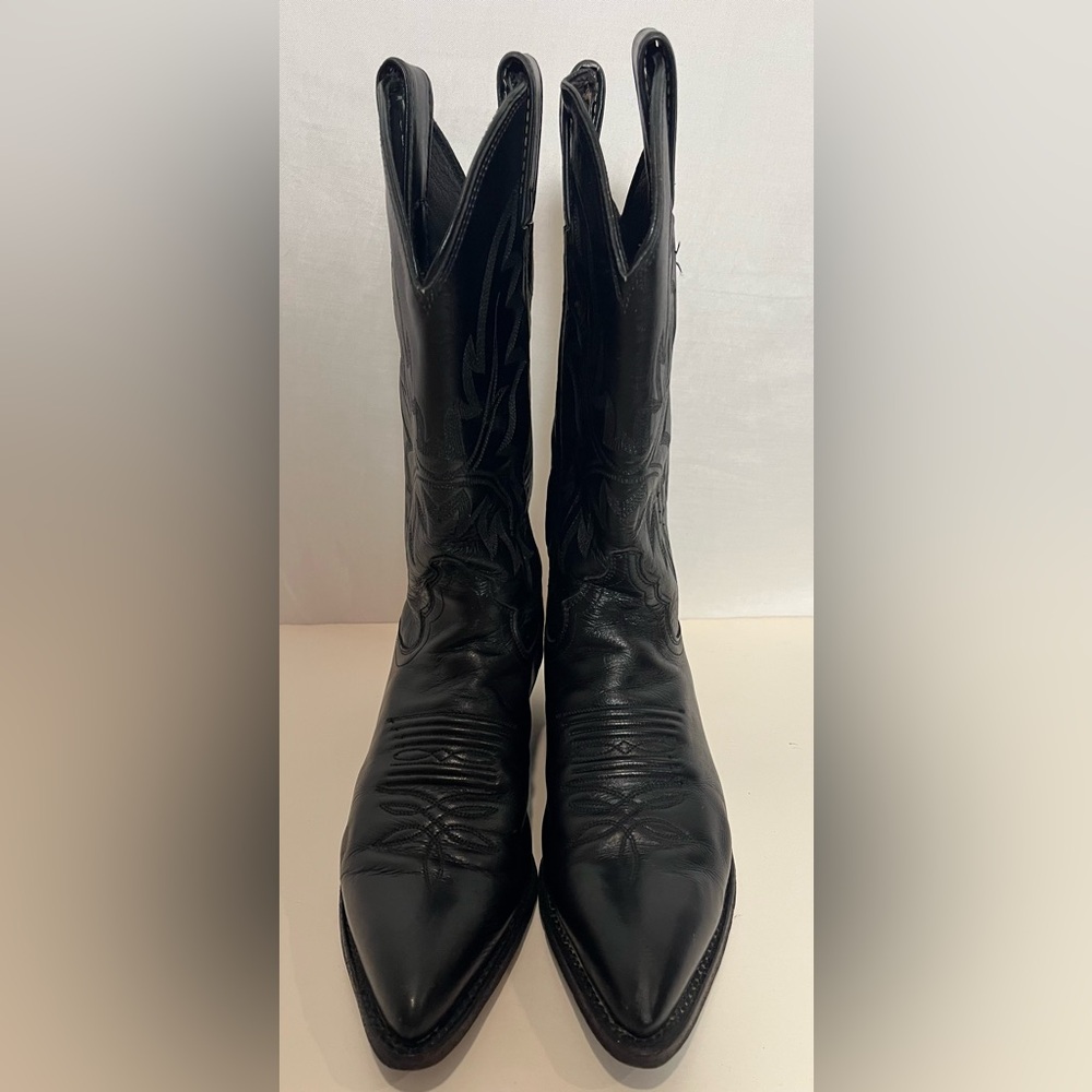 Women’s Justin Western Leather Cowboy Boots with Pointy Toes - Black - Sz 6B - Picture 2 of 9